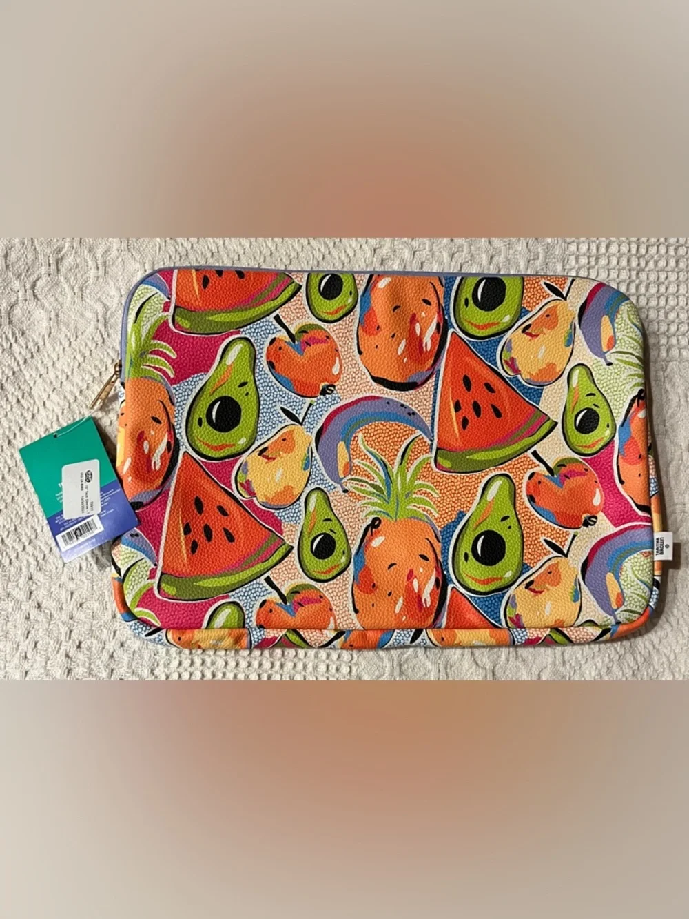 Tabitha Brown Colorful Fruit Print Laptop Sleeve - Multicolor NWT